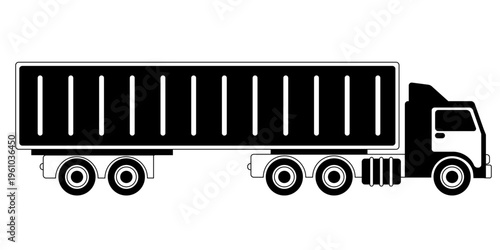 Truck silhouette: A detailed illustration of a semi-truck and its trailer, meticulously crafted in a two-tone color palette, epitomizing the essence of transportation.