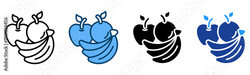 Fresh Fruits Icon Multiple Style Vector Collection   