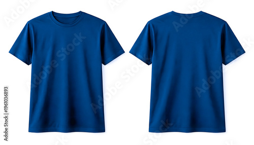 Blue Blank T-Shirt Mockup Front and Back View Isolated on Clean Background for Apparel Branding Design