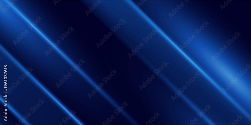Fototapeta premium Elegant abstract background featuring dark blue gradients with sharp glowing diagonal light lines.
