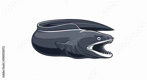 Illustration of a ferocious moray eel with sharp teeth and an open mouth