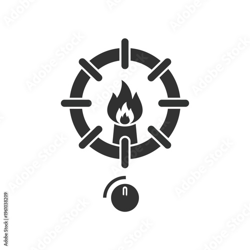 Black flame icon on white background.