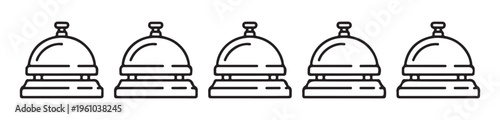 Hotel service bell vector icons for reception desk call and hospitality customer support branding design.