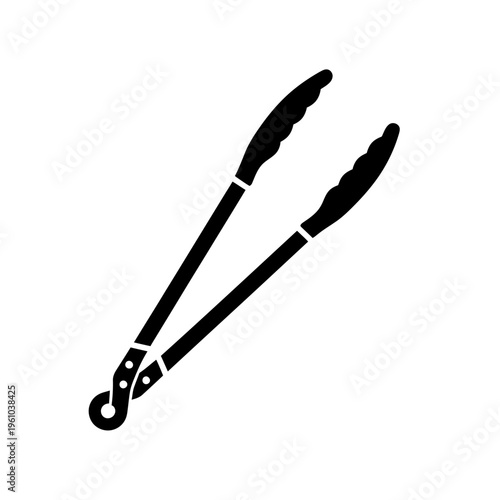 Black kitchen tongs with handle.