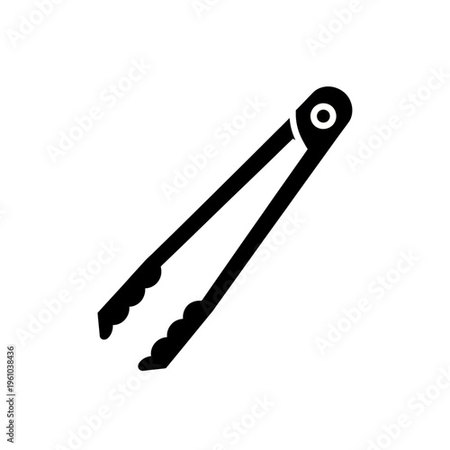 Black kitchen utensil cooking tong.