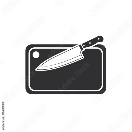 Knife on cutting board icon.