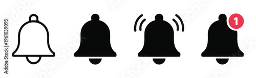 Notification bell icons set isolated on white background vector simple and modern symbol collection.