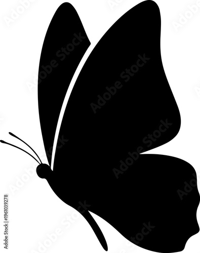 Black butterfly silhouette with wings spread