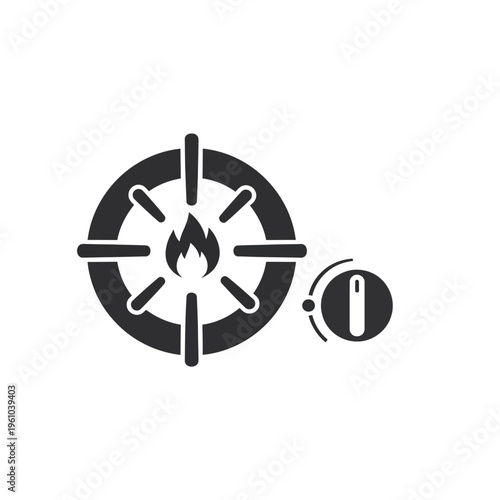 Stove burner flame control dial.