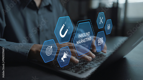 Cuadro en lienzo Digital inbound marketing strategy concept