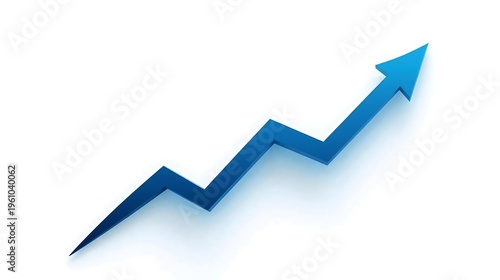 Blue arrow graph showing growth and progress upwards in a business setting
