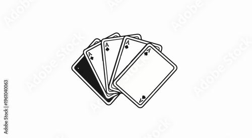 A fanned out group of playing cards, all aces