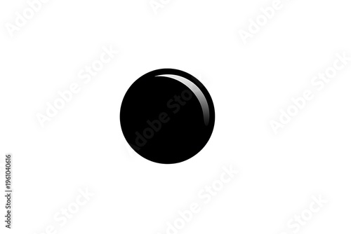Black shiny round object isolated background.
