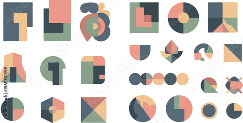 Abstract geometric shapes with muted colors and soft edges