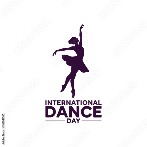 International Dance Day Minimal Silhouette Poster with Elegant Ballerina Design