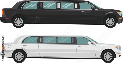 Black and white limousine vector illustration for luxury transportation and event-related designs