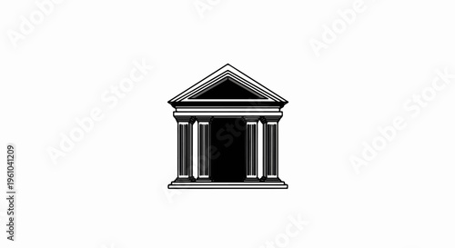 Classical building with columns and triangular pediment, iconic structure