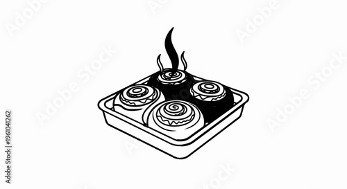 A steaming pan of freshly baked cinnamon rolls