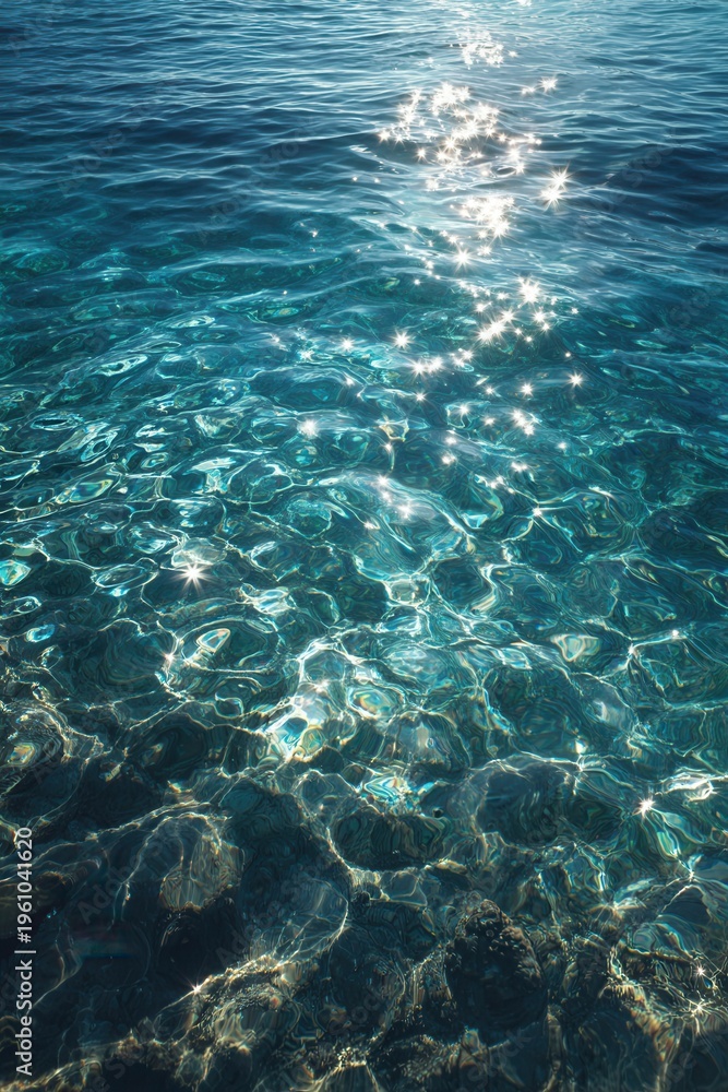 Obraz premium Crystal-clear water shimmers with sunlight