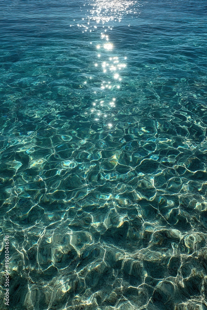 Obraz premium Sunlight dances across crystal-clear turquoise waters
