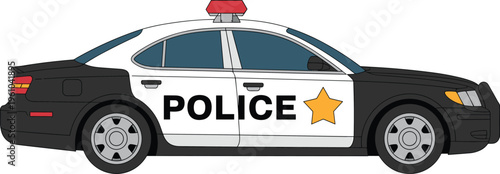 Police car vector illustration for law enforcement, emergency services, and public safety designs