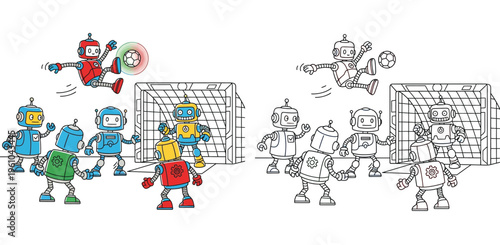 Dynamic Robot Soccer Match with Goal and Multiple Players