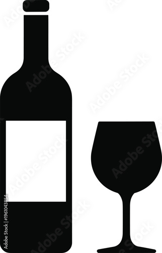 Wine bottle and glass vector illustration for wine, beverages, and drink-related designs