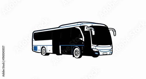 Modern passenger bus with tinted windows and blue trim