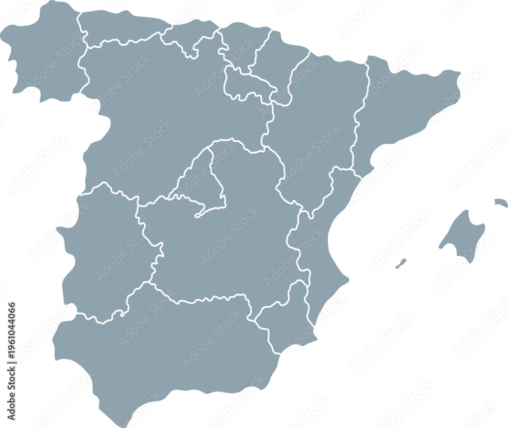 Fototapeta premium Modern Spain Map Infographic – Color-Coded Administrative Regions and Provinces Vector