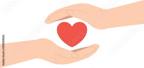 Vector illustration of hands holding a heart symbolizing love and care for emotional connection designs