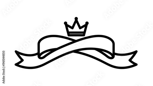 Crown and Ribbon Emblem Design Element.