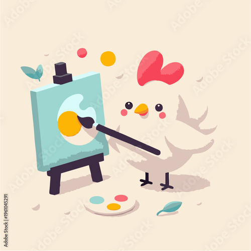 Vector illustration set featuring an art palette with brushes and paint tools designed as a colorful clock symbol to represent business school time and creative concepts