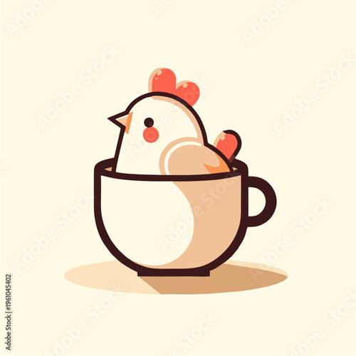 Cute Christmas cartoon illustration of a funny snowman boy wearing a hat and holding a cup of tea with a teapot and coffee drink for a fun winter holiday New Year vector art design