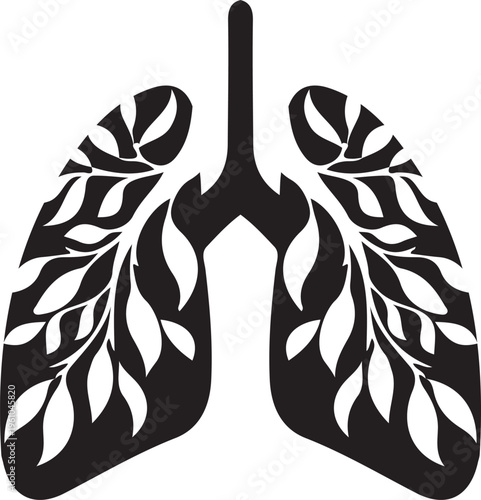 Human Lungs Floral Silhouette Vector - Creative Respiratory Health & Nature Concept Art