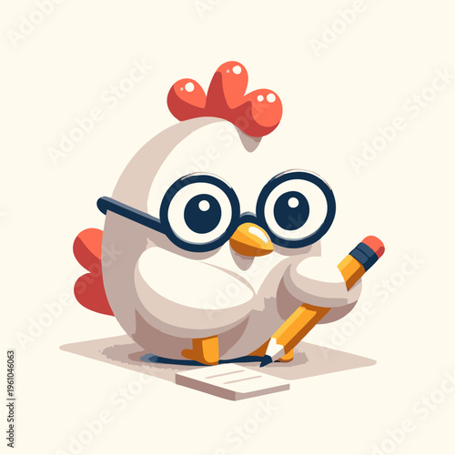A cute 3d cartoon owl teacher character with a moustache reading a book while holding a pencil as an isolated vector illustration icon animal