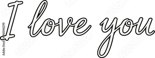 Elegant script text declaration of affection against a plain background