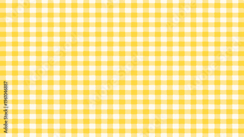 A seamless pattern of yellow and white gingham checks covering the frame
