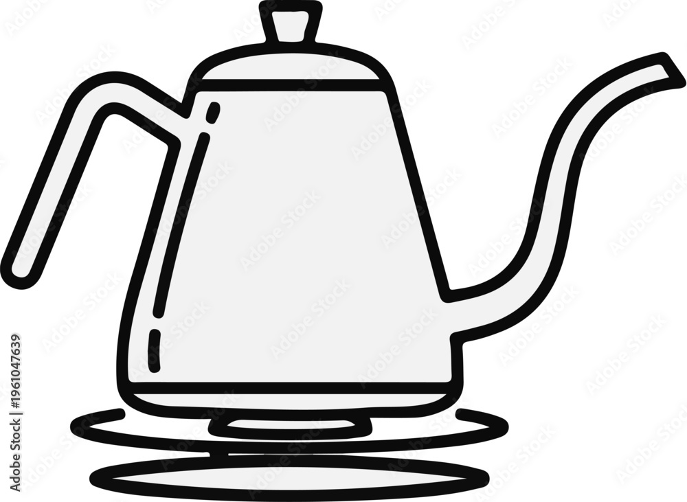 Obraz premium Minimalist line art of a gooseneck kettle on a heat source