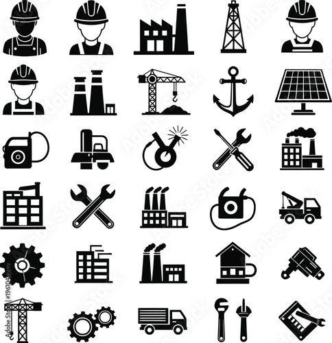 Collection of industrial and construction icons