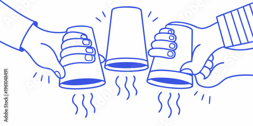 Celebrating success hands clinking cans in a joyful toast