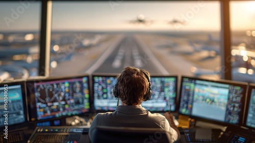 Air traffic controller at work.