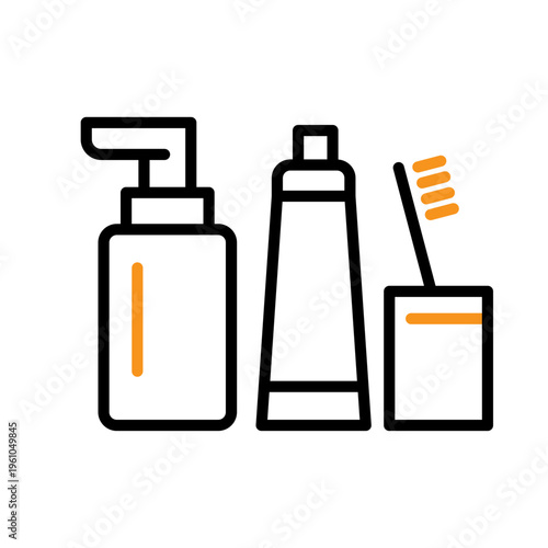 Bathroom Toiletries Icon with Soap Dispenser and Toothbrush