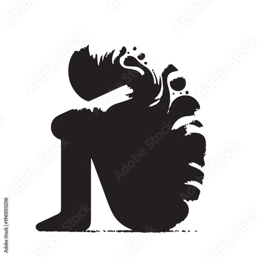 Black Depression concept  Silhouette Vector, High Quality Illustration on White Background