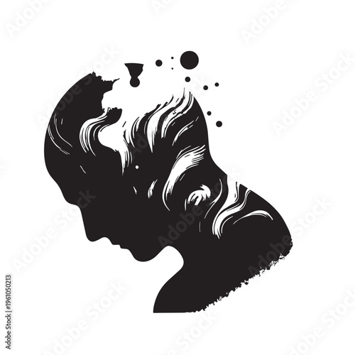 Black Depression concept  Silhouette Vector, High Quality Illustration on White Background