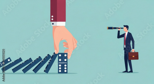 Business Strategy Risk Management Foresight Prevention Domino Effect Leadership Foresight Vision Decision Making Planning Crisis Hand Action