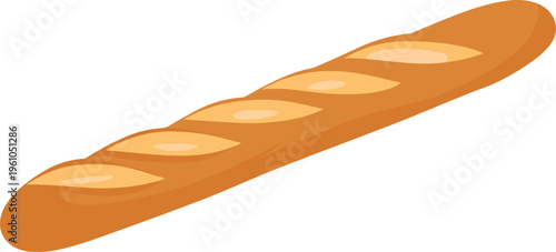Fresh baguette with golden crust and score marks for bakery and food-themed designs