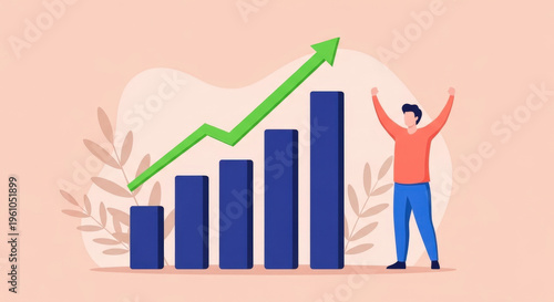 Business Success Celebration Chart Graph Increase Progress Achievement Illustration Goal Target Financial Growth Marketing Strategy Investment