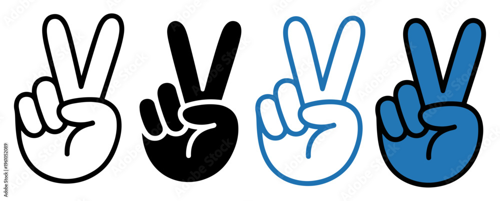 Fototapeta premium peace hand gesture line icon vector
