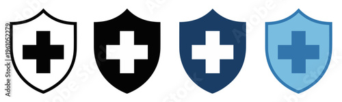 medical insurance shield icon health cross