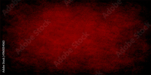 A dark vintage red grunge background with a textured paper pattern and black paint design provides a grungy old wall backdrop for Christmas or Valentine card decoration with ample copy space